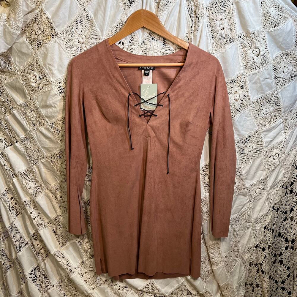 Vintage Bebe Tan Mini Boho Dress y2k Size L